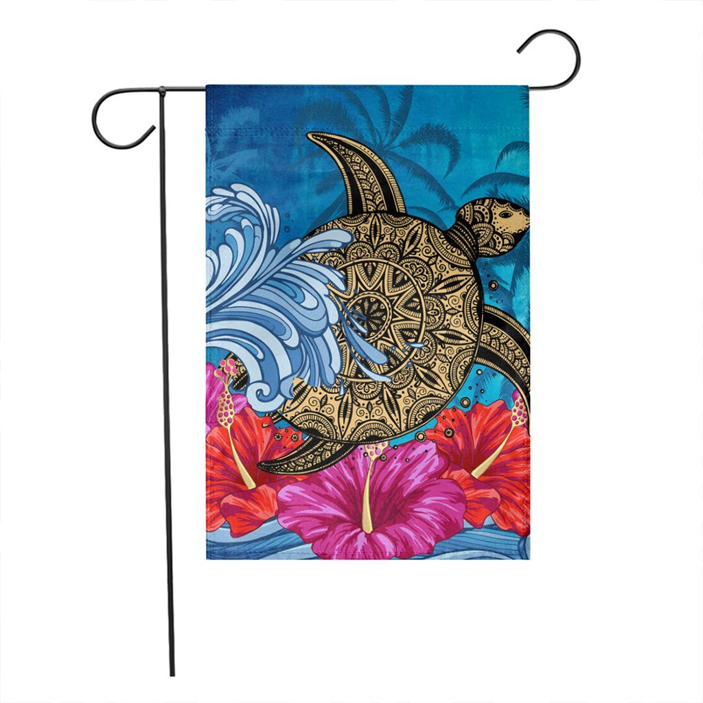 Hawaii Sea Turtle Hibiscus Coconut Tree Flag - AH - Polynesian Pride