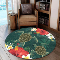 Hawaii Sea Turtle Hibiscus Plumria Round Carpet - AH - Polynesian Pride