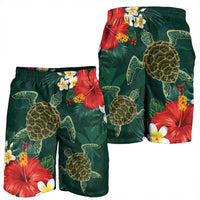 Hawaii Sea Turtle Hibiscus Plumria Men's Shorts - AH - Polynesian Pride