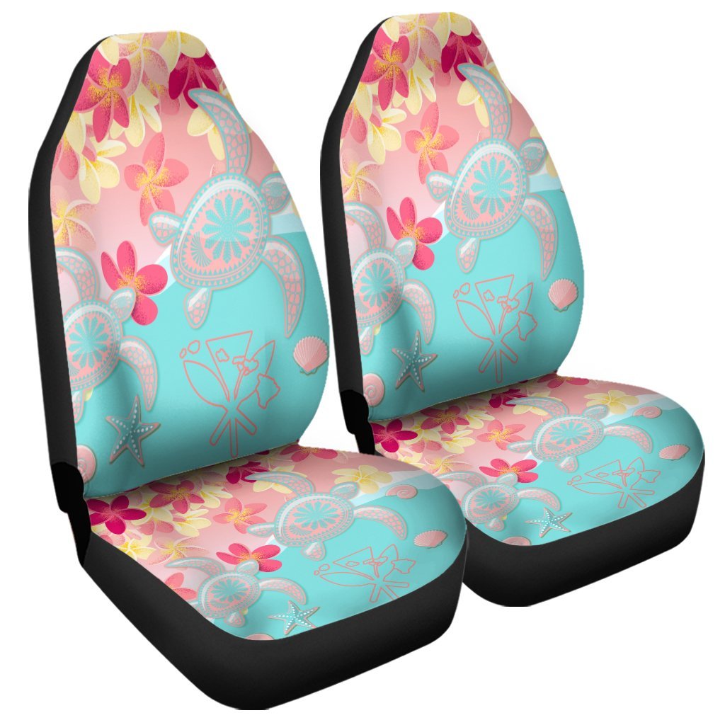 Hawaii Sea Turtle Plumeria Car Seat Covers - AH Universal Fit Black - Polynesian Pride