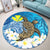 Hawaii Sea Turtle Plumeria Coconut Tree Round Carpet - AH - Polynesian Pride