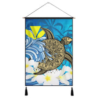Hawaii Sea Turtle Plumeria Coconut Tree Hanging Poster - AH Hanging Poster Cotton And Linen - Polynesian Pride