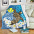 Hawaii Sea Turtle Plumeria Coconut Tree Premium Blankets - AH White - Polynesian Pride