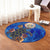 Hawaii Seal Of Hawaii Hibiscus Ocean Turtle Polynesian Round Carpet - AH - Polynesian Pride