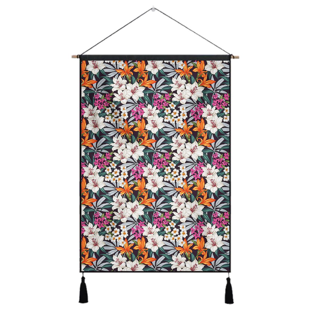 Hawaii Seamless Exotic Pattern With Tropical Leaves Flowers Hanging Poster - AH- Hanging Poster 43 x 65 cm Cotton And Linen - Polynesian Pride