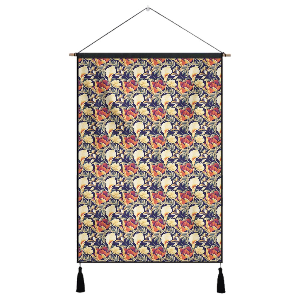 Hawaii Seamless Tropical Flower Plant And Leaf Pattern Background Hanging Poster - AH- Hanging Poster 43 x 65 cm Cotton And Linen - Polynesian Pride