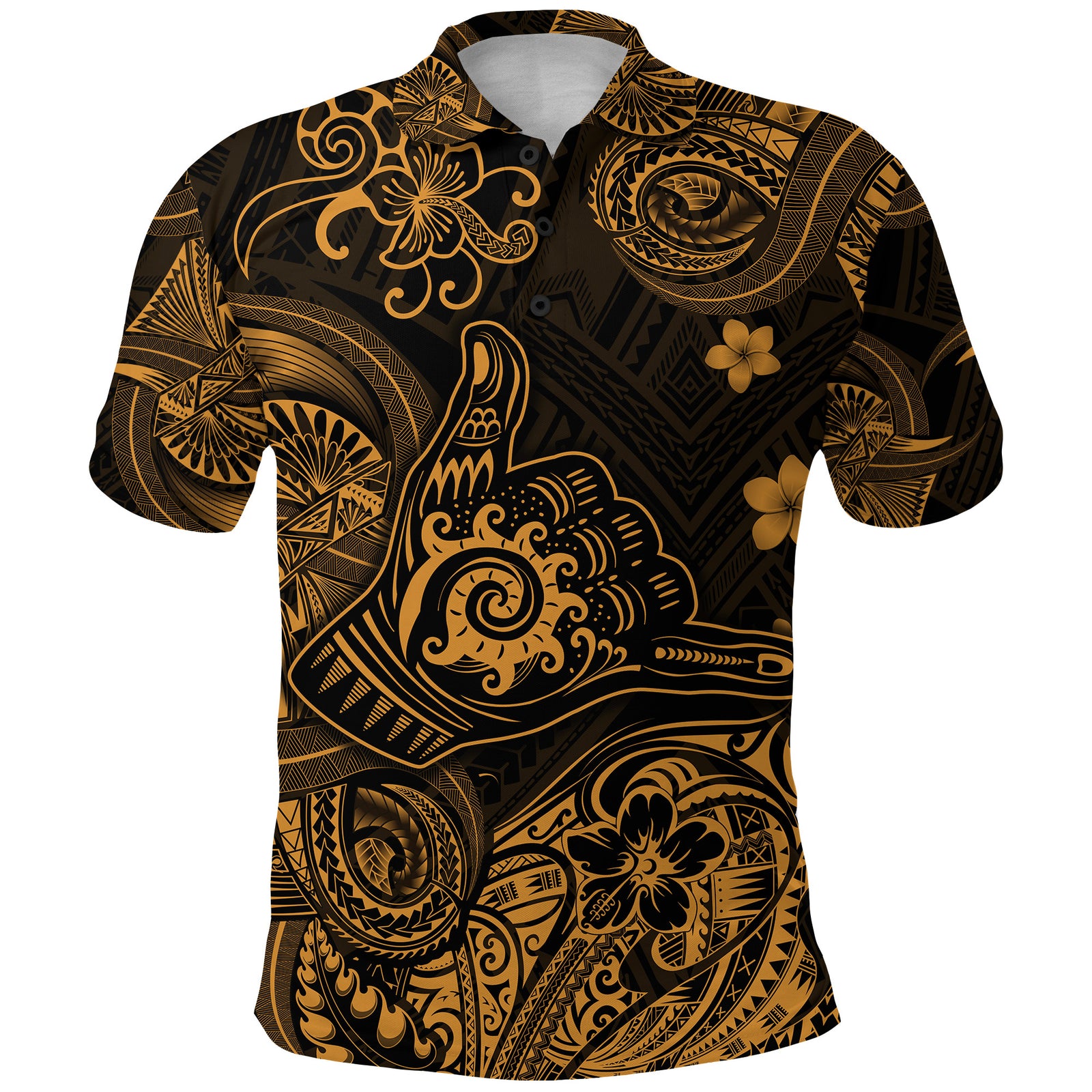 Hawaii Shaka Polynesian Polo Shirt Unique Style Gold LT8 - Polynesian Pride