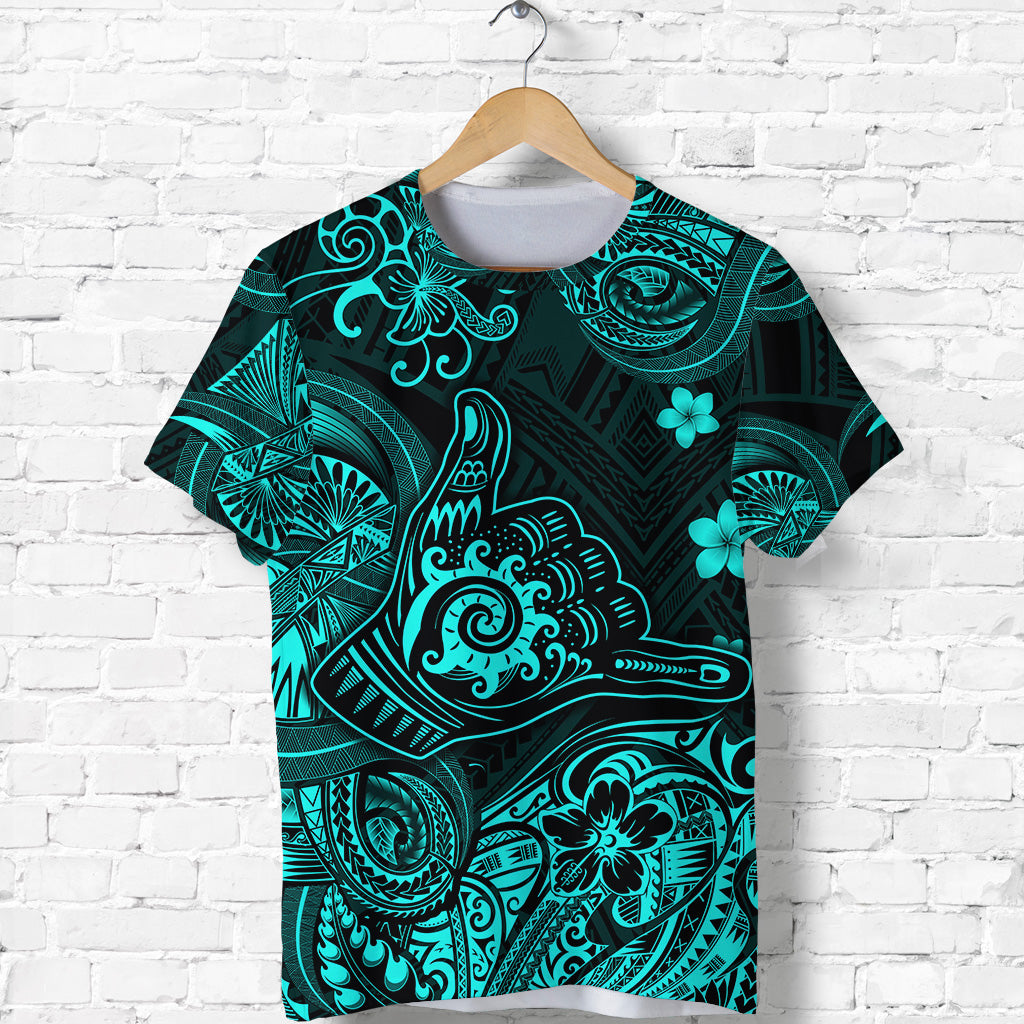 Custom Hawaii Shaka Polynesian T Shirt Unique Style Turquoise LT8 - Polynesian Pride