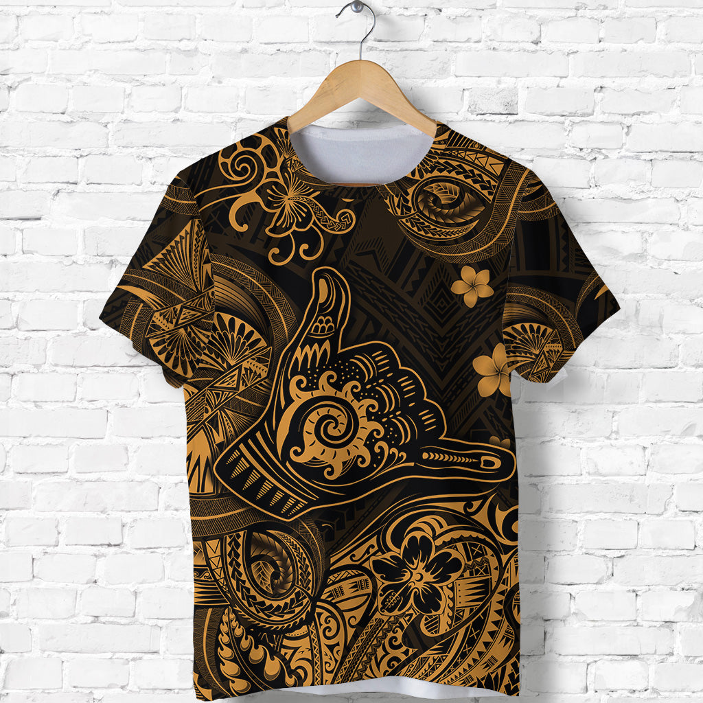 Hawaii Shaka Polynesian T Shirt Unique Style Gold LT8 - Polynesian Pride