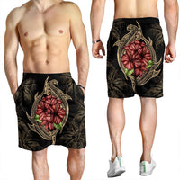 Hawaii Shark Hibiscus Gold Men's Shorts - AH - Polynesian Pride
