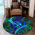 Hawaii Shark Polynesian Tropical Round Carpet - Blue - AH - Polynesian Pride