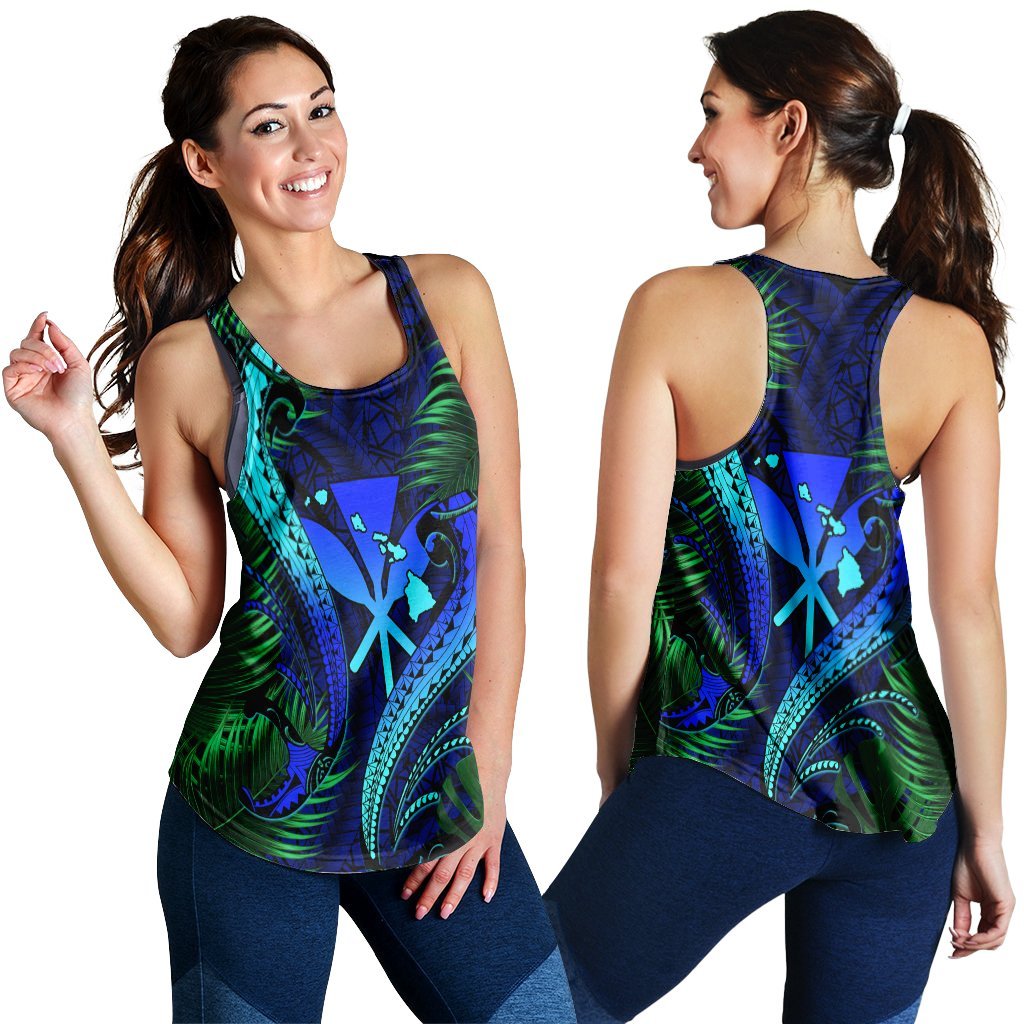 Hawaii Shark Polynesian Tropical Racerback Tank - Blue - AH Black - Polynesian Pride