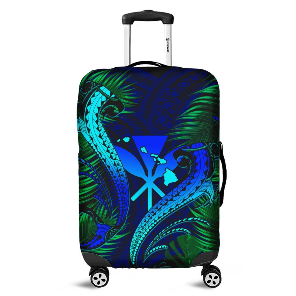 Hawaii Shark Polynesian Tropical Luggage Covers - Blue - AH Black - Polynesian Pride