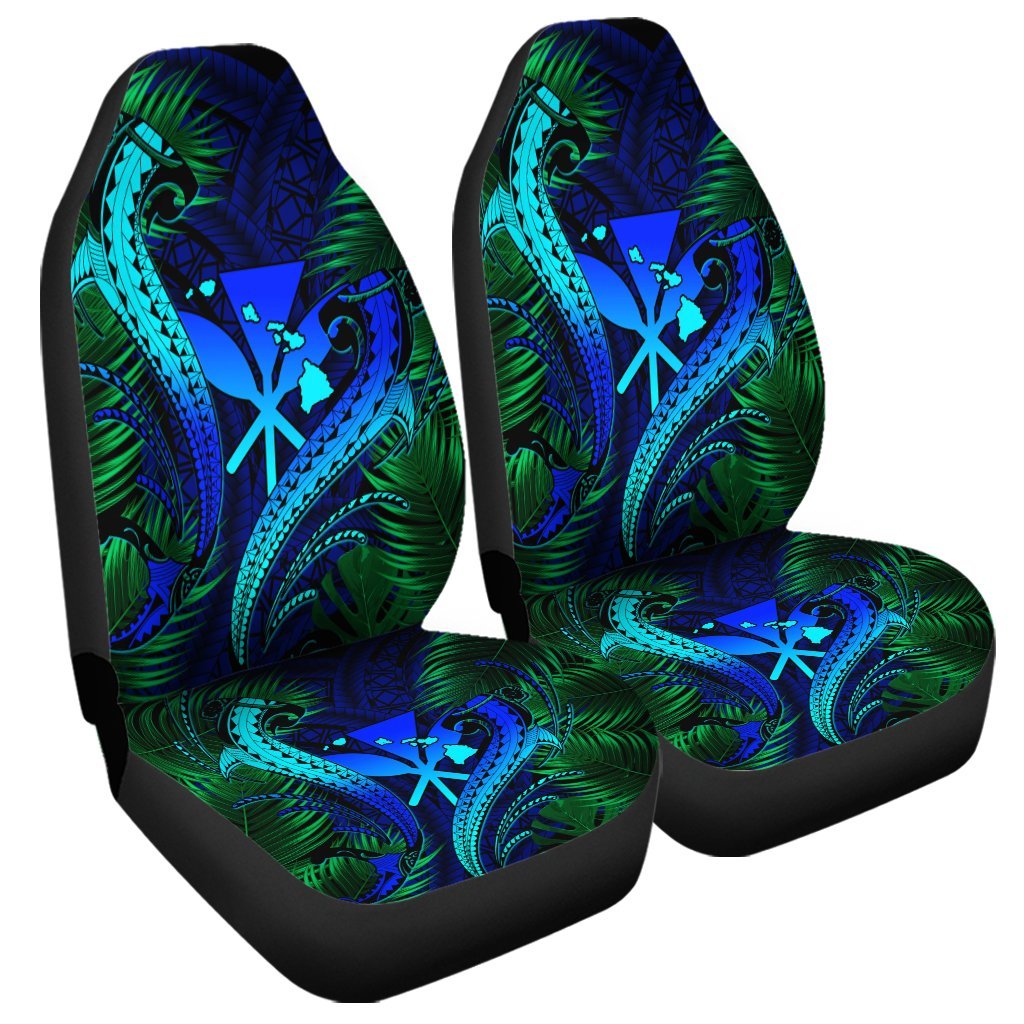 Hawaii Shark Polynesian Tropical Car Seat Covers - Blue - AH Universal Fit Black - Polynesian Pride