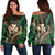 Hawaii Shark Polynesian Tropical Women's Off Shoulder Sweater - Gold - AH Black - Polynesian Pride