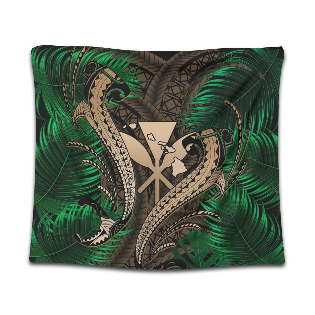 Hawaii Shark Polynesian Tropical Tapestry - Gold - AH Wall Tapestry Black - Polynesian Pride