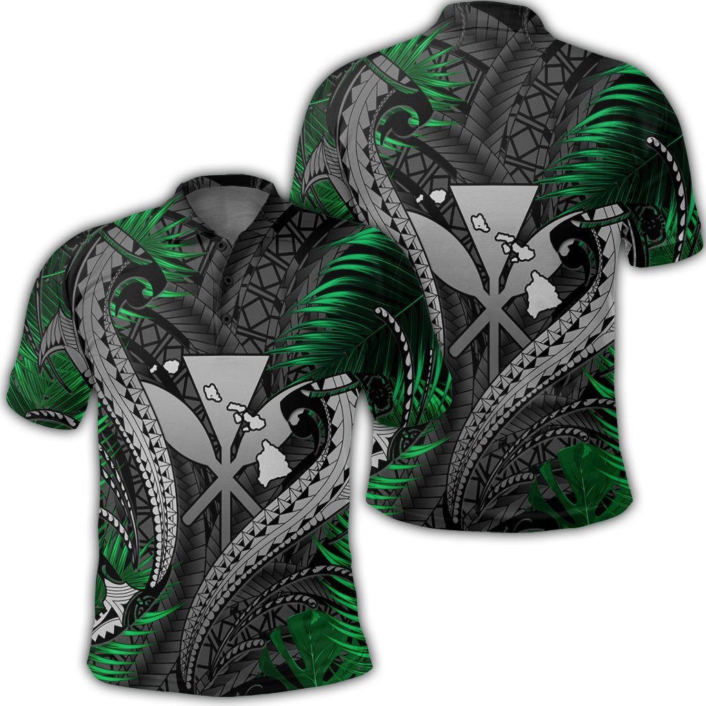 Hawaii Shark Polynesian Tropical Polo Shirt Gray Unisex Black - Polynesian Pride