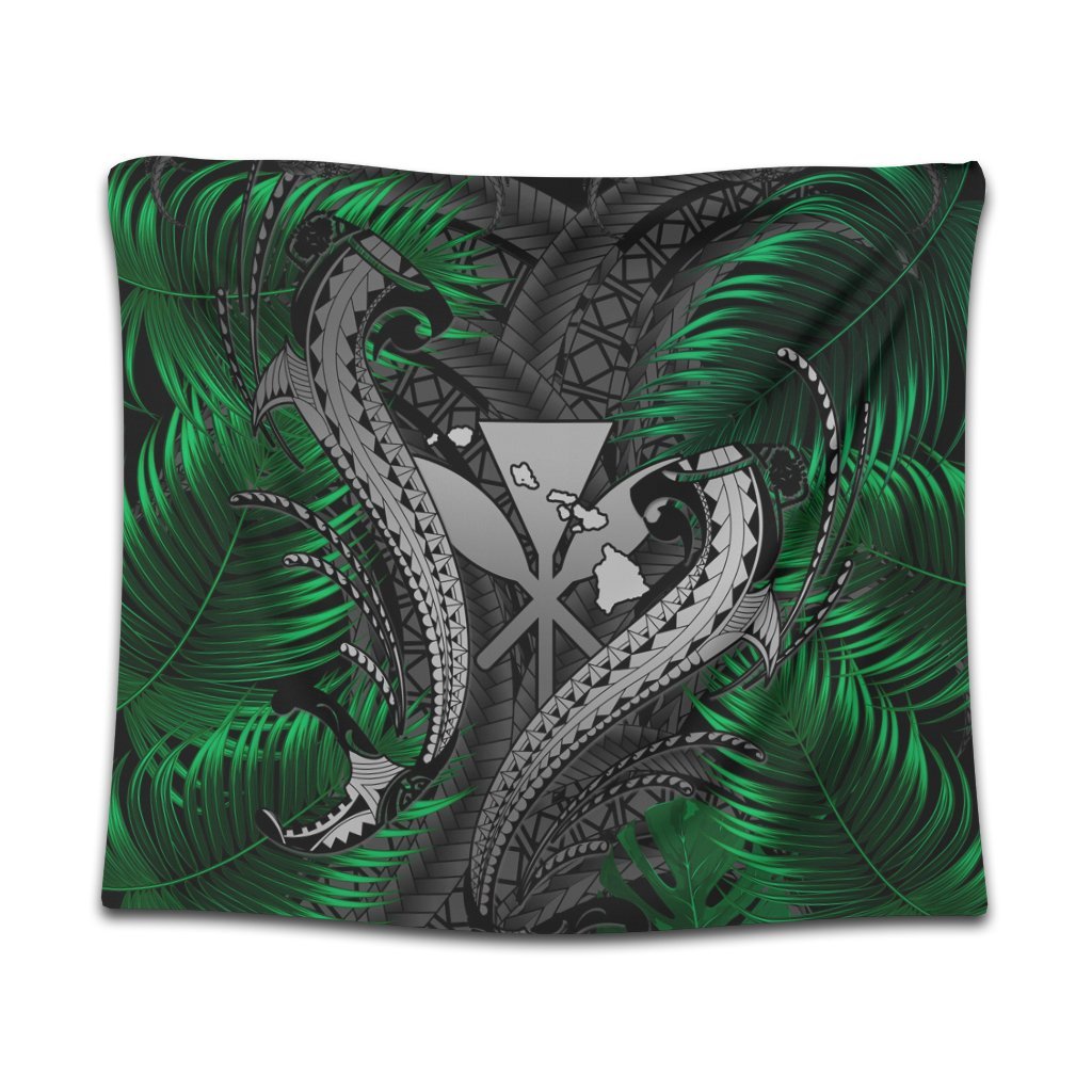 Hawaii Shark Polynesian Tropical Tapestry - Gray - AH Wall Tapestry Black - Polynesian Pride