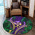 Hawaii Shark Polynesian Tropical Round Carpet - Purple - AH - Polynesian Pride