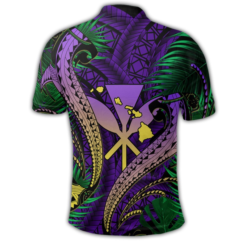 Hawaii Shark Polynesian Tropical Polo Shirt Purple - Polynesian Pride