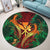 Hawaii Shark Polynesian Tropical Round Carpet - Red - AH - Polynesian Pride