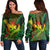 Hawaii Shark Polynesian Tropical Women's Off Shoulder Sweater - Reggae - AH Black - Polynesian Pride