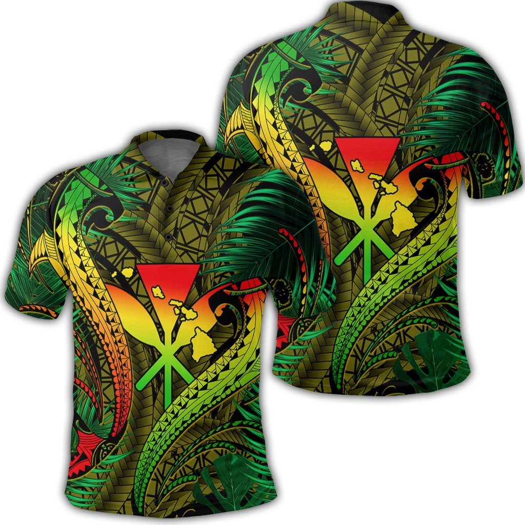 Hawaii Shark Polynesian Tropical Polo Shirt Reggae Unisex Black - Polynesian Pride