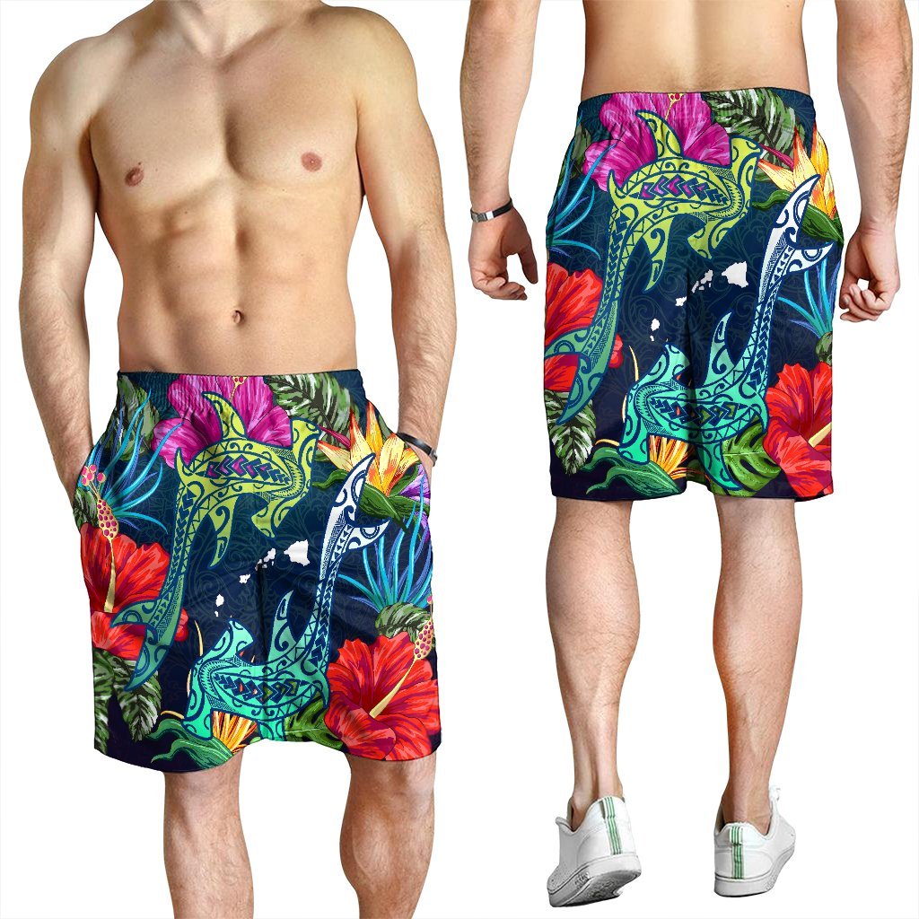 Hawaii Shark Tropical Color Men's Shorts - AH - Polynesian Pride