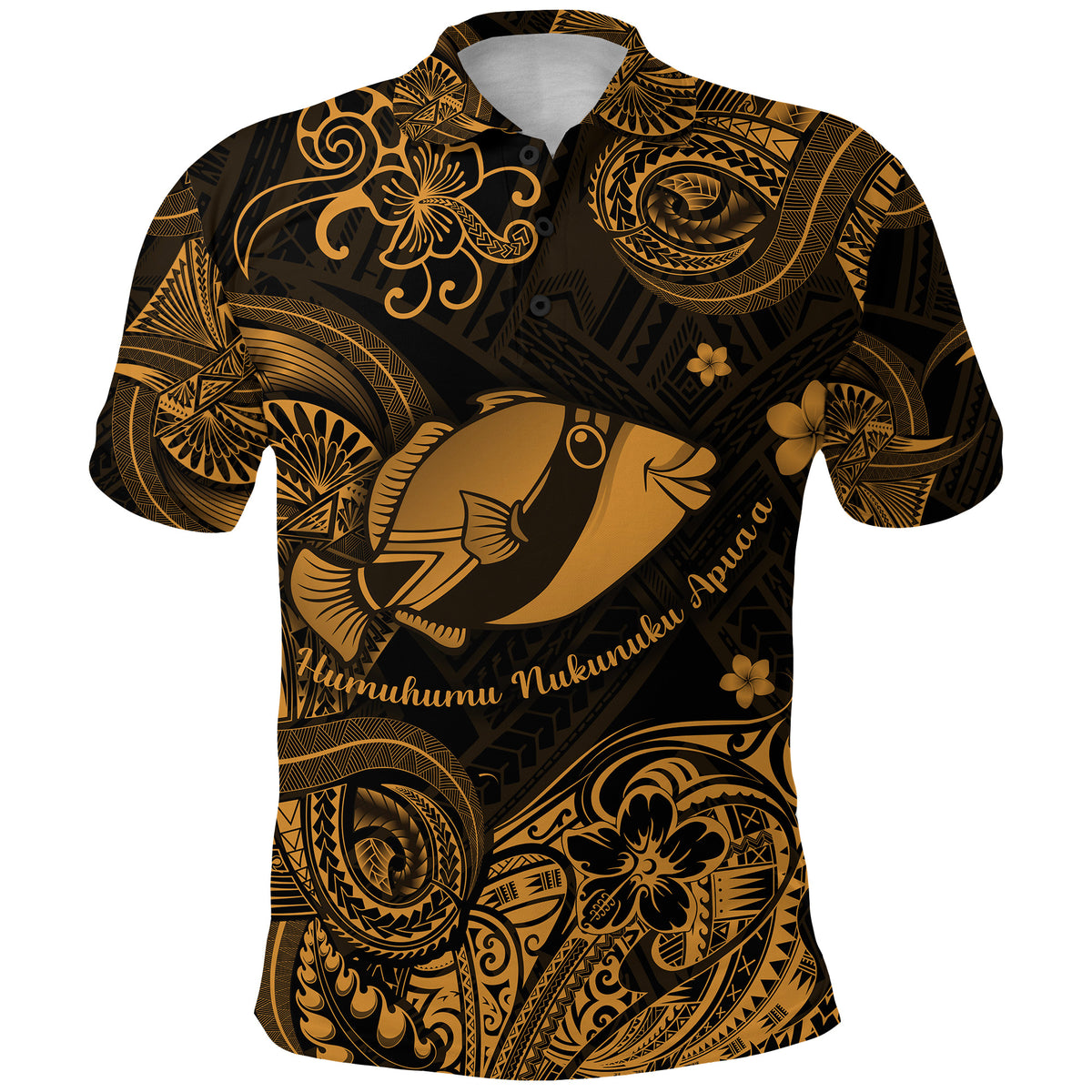 Custom Hawaii State Fish: Humuhumu Nukunuku Apuaa Polynesian Polo Shirt Unique Style Gold LT8 - Polynesian Pride