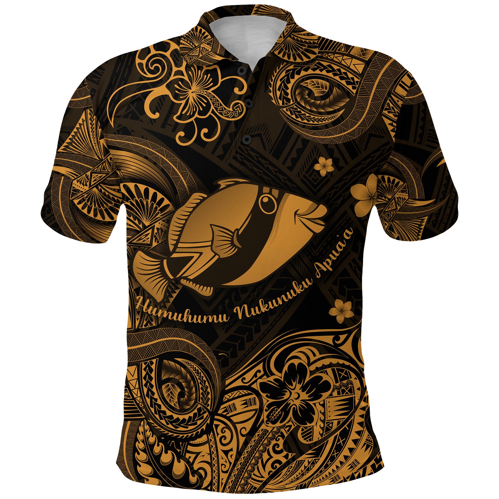Custom Hawaii State Fish: Humuhumu Nukunuku Apuaa Polynesian Polo Shirt Unique Style Gold LT8 - Polynesian Pride