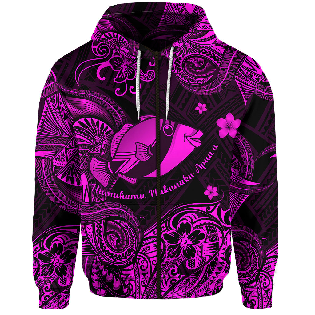 Hawaii State Fish: Humuhumu Nukunuku Apuaa Polynesian Zip Hoodie Unique Style Pink LT8 - Polynesian Pride