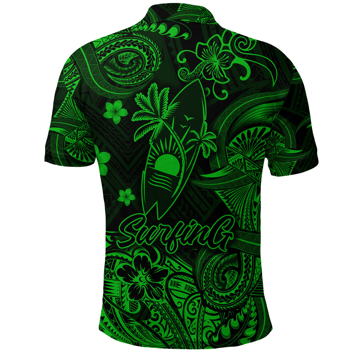 Hawaii Surfing Polynesian Polo Shirt Unique Style Green LT8 - Polynesian Pride