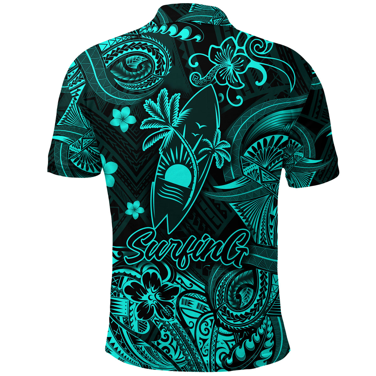 Hawaii Surfing Polynesian Polo Shirt Unique Style Turquoise LT8 - Polynesian Pride