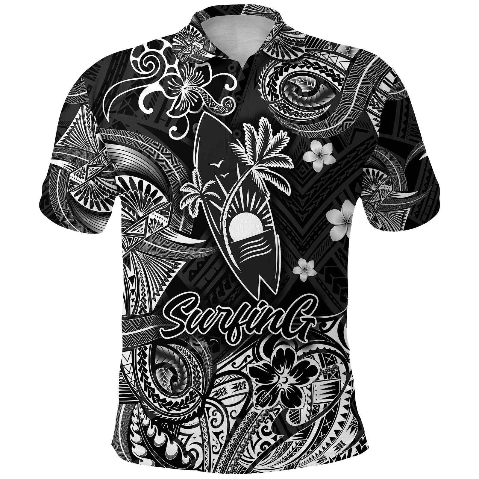 Hawaii Surfing Polynesian Polo Shirt Unique Style Black LT8 - Polynesian Pride