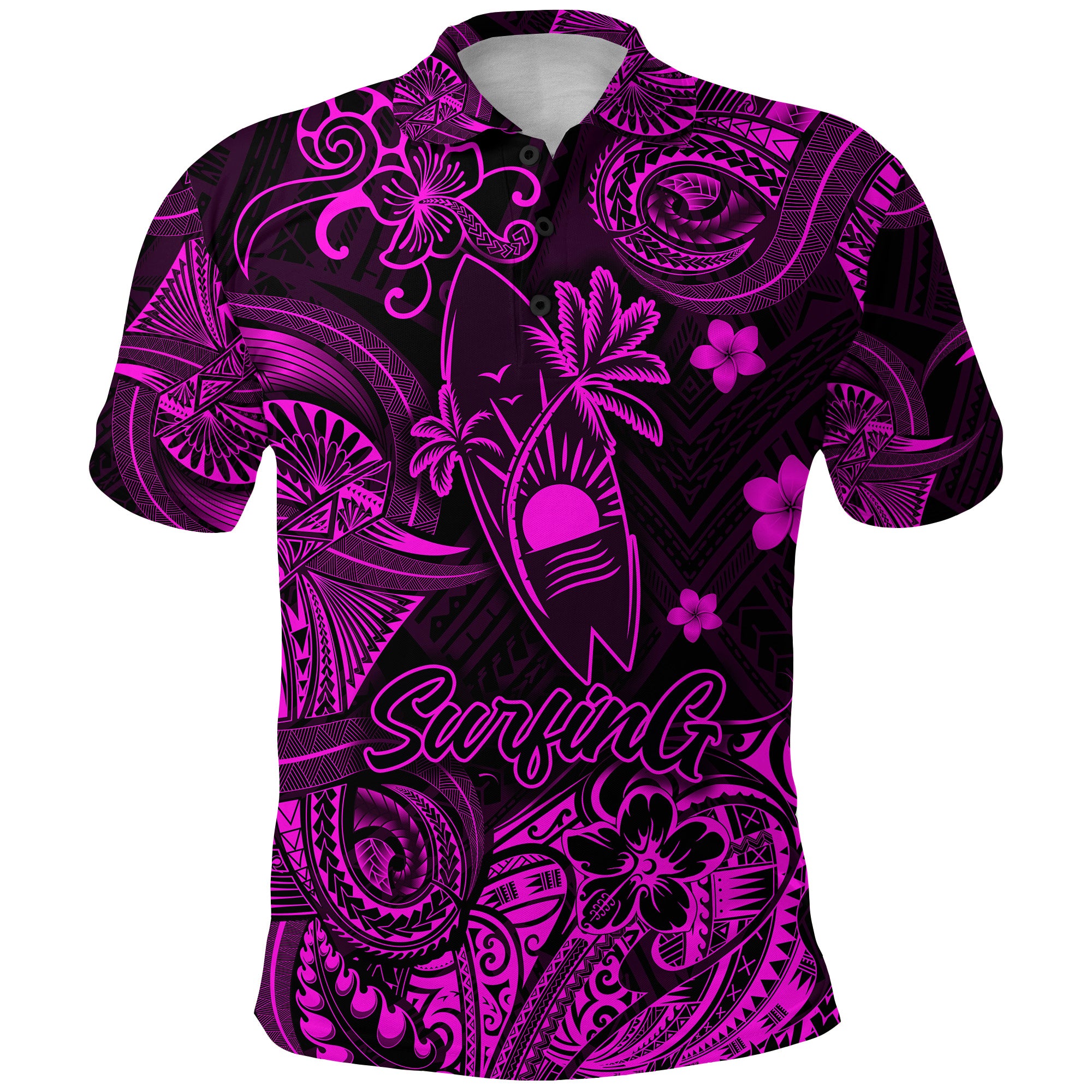 Custom Hawaii Surfing Polynesian Polo Shirt Unique Style Pink LT8 - Polynesian Pride