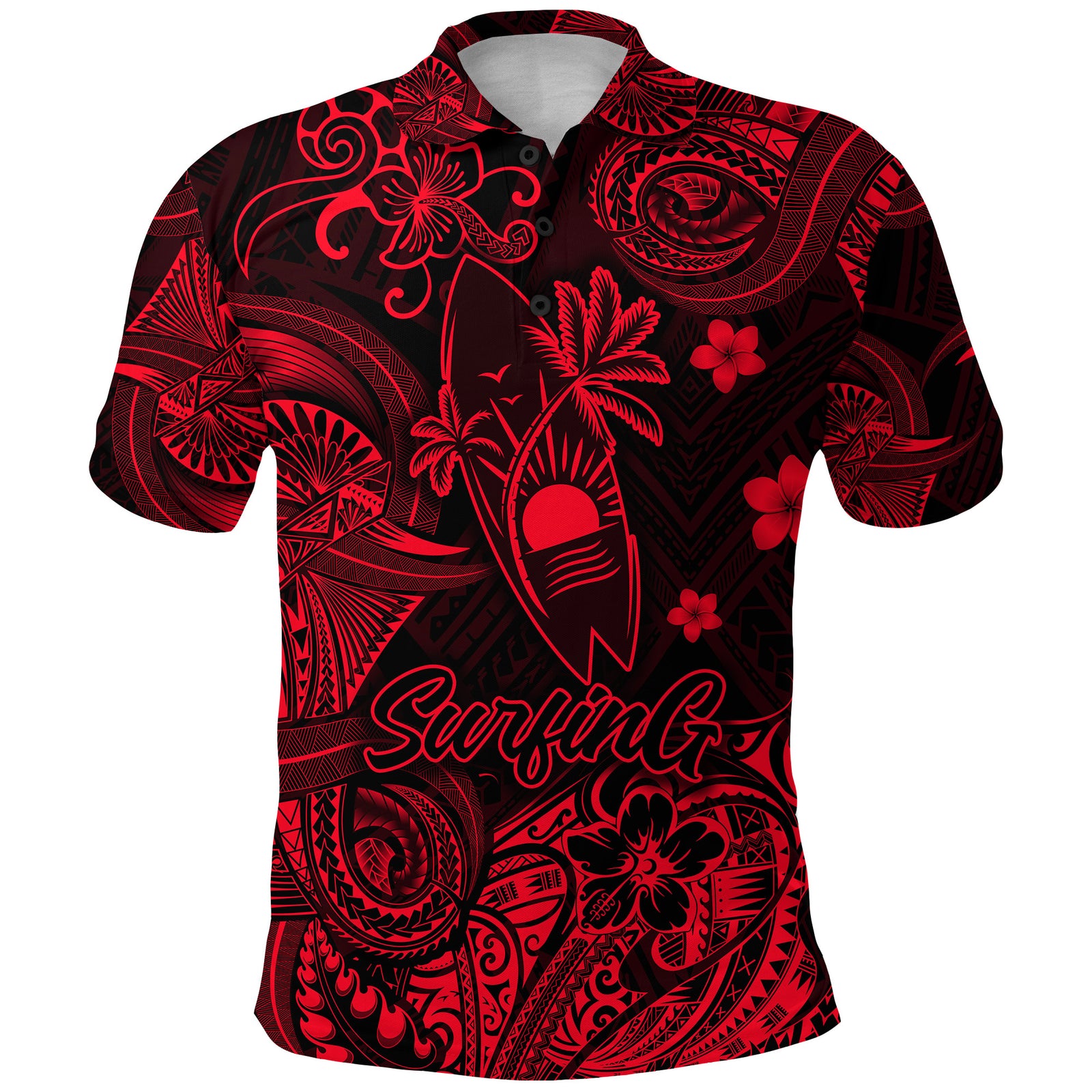 Hawaii Surfing Polynesian Polo Shirt Unique Style Red LT8 - Polynesian Pride