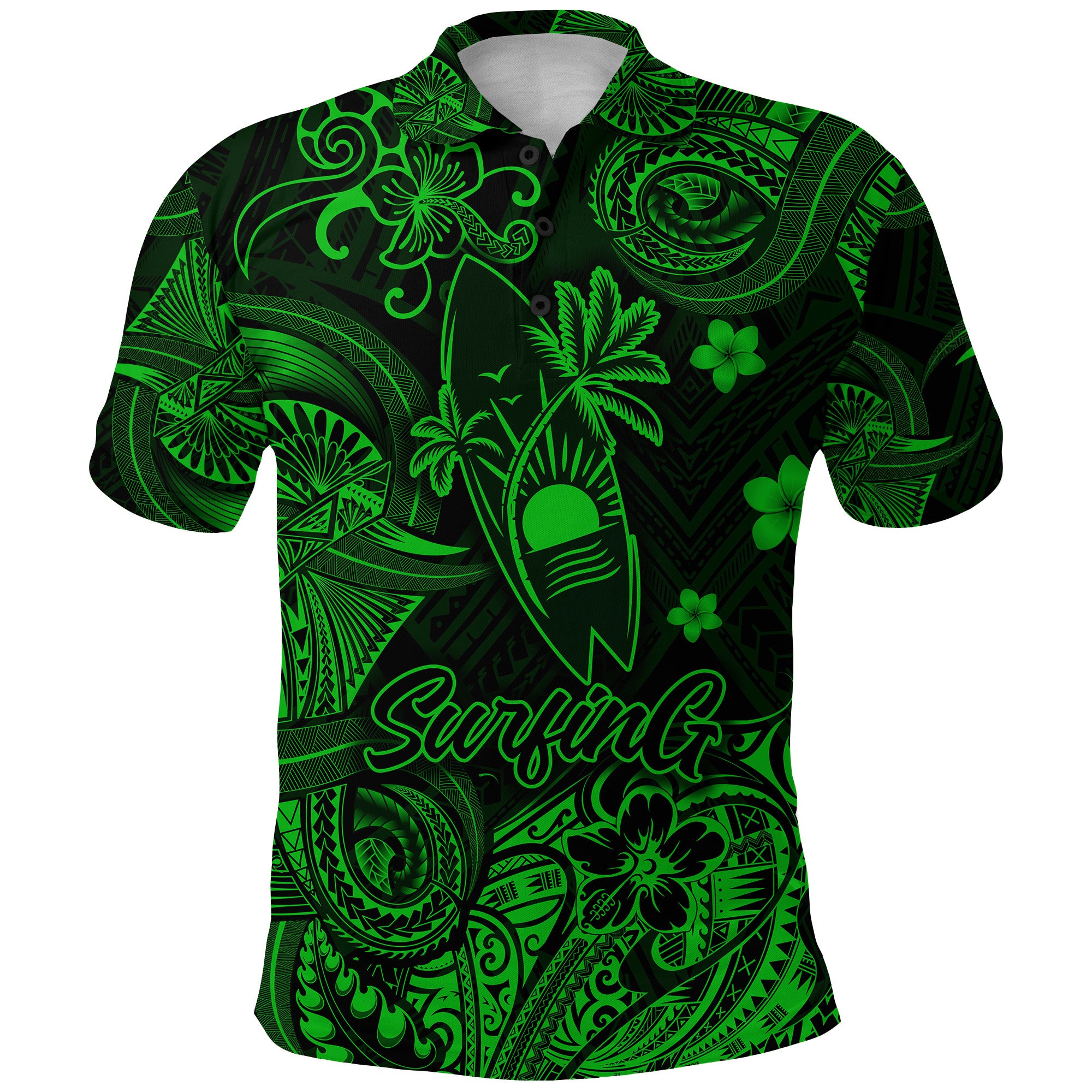 Custom Hawaii Surfing Polynesian Polo Shirt Unique Style Green LT8 - Polynesian Pride