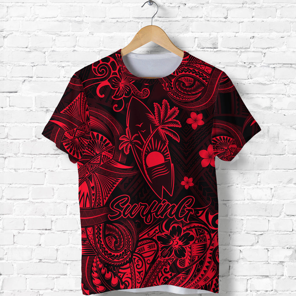 Hawaii Surfing Polynesian T Shirt Unique Style Red LT8 - Polynesian Pride