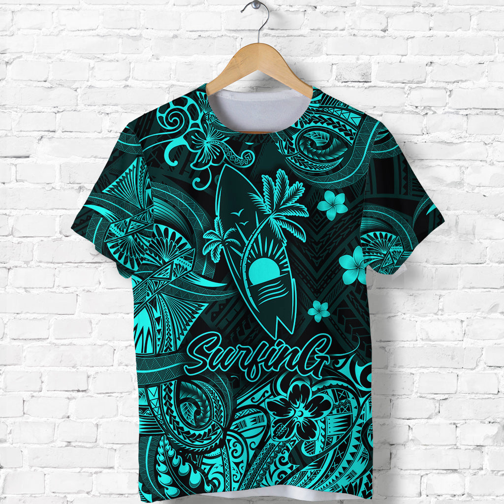 Hawaii Surfing Polynesian T Shirt Unique Style Turquoise LT8 - Polynesian Pride