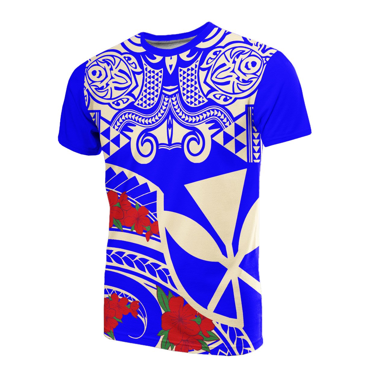 Hawaii T Shirt Polynesian Pattern Vintage Style Blue Color Unisex Blue - Polynesian Pride