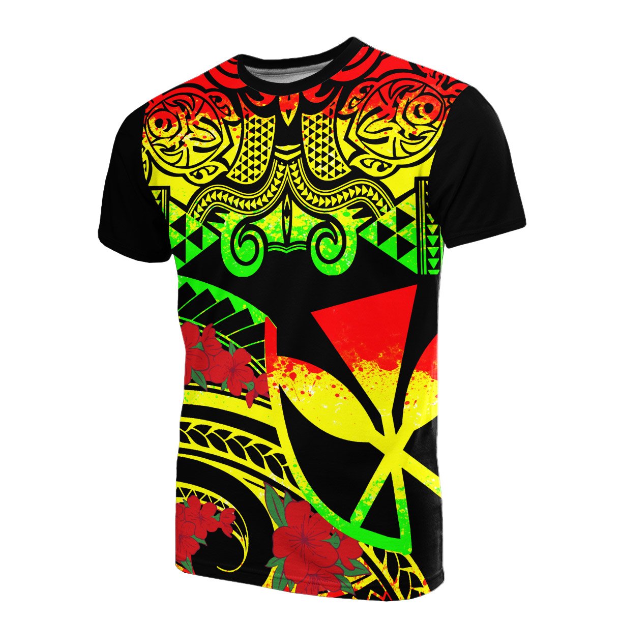 Hawaii T Shirt Polynesian Pattern Vintage Style Reggae Color Unisex Reggae - Polynesian Pride