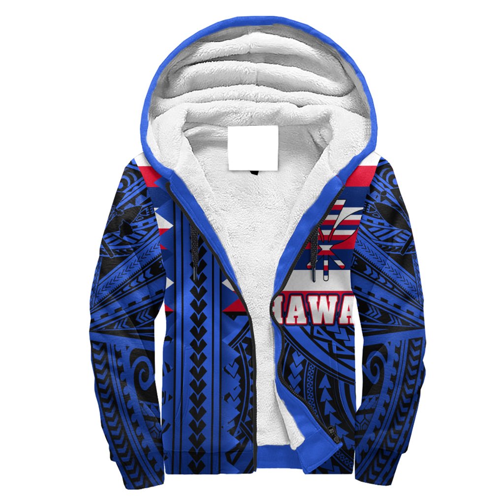 Hawaii - Hawaiian Flag Sherpa Hoodie - Speaka Style - AH Blue - Polynesian Pride