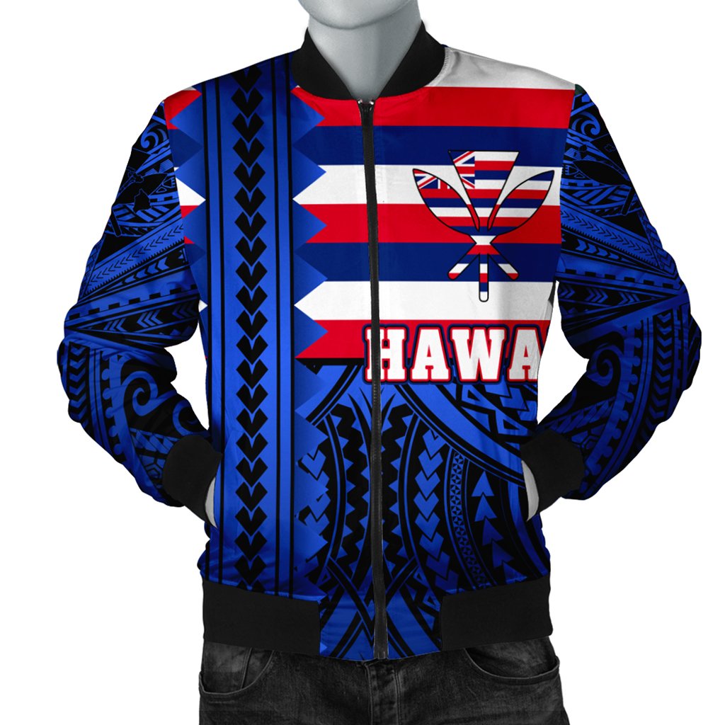 Hawaii Bomber Jacket - Hawaiian Flag Bomber Jacket - Speaka Style - AH Blue Unisex - Polynesian Pride