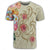 Hawaii Triple Marble Turtle Polynesian Hibiscus T Shirt Benjamin Style Beige - Polynesian Pride