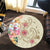 Hawaii Triple Marble Turtle Polynesian Hibiscus Round Carpet - AH - Benjamin Style - Beige - Polynesian Pride