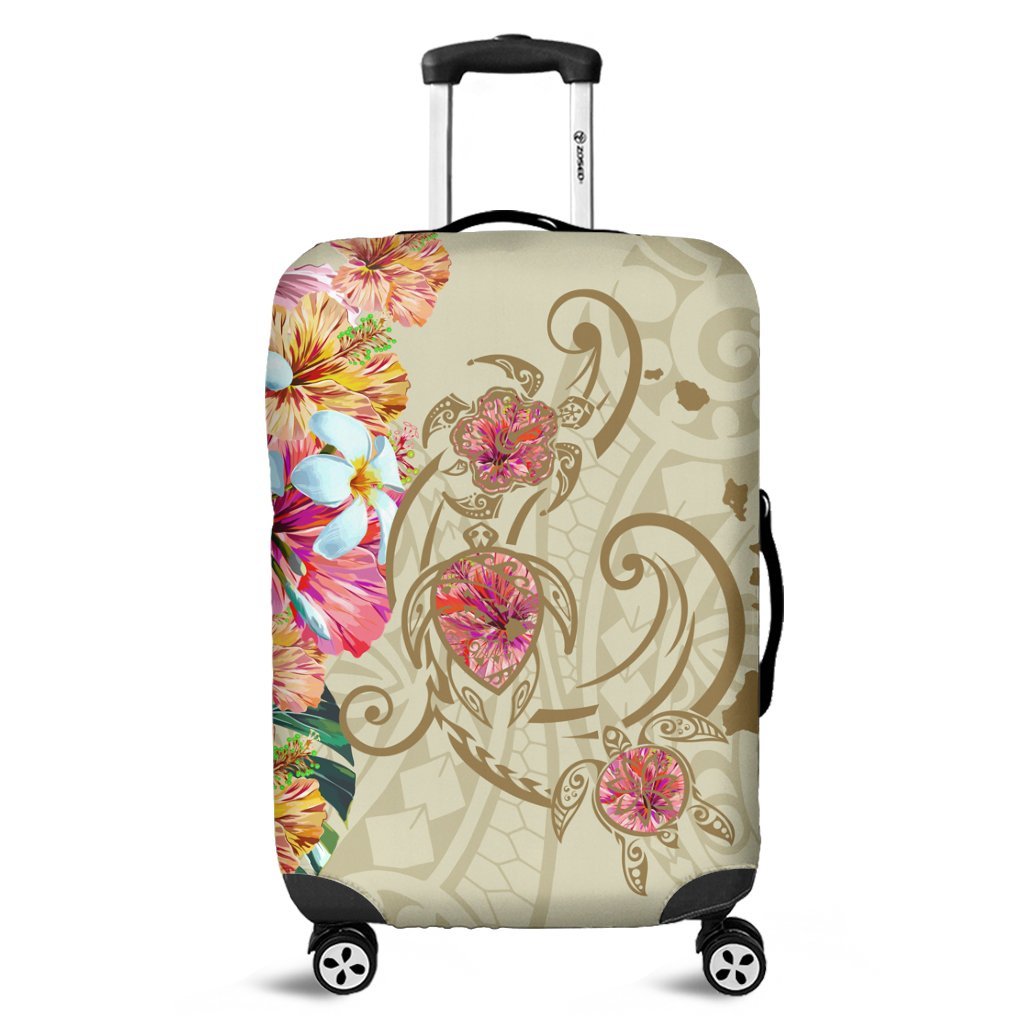 Hawaii Triple Marble Turtle Polynesian Hibiscus Luggage Covers - AH - Benjamin Style - Beige Black - Polynesian Pride