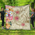 Hawaii Triple Marble Turtle Polynesian Hibiscus Premium Quilts - AH - Benjamin Style - Beige Black - Polynesian Pride