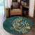 Hawaii Triple Marble Turtle Polynesian Hibiscus Round Carpet - AH - Benjamin Style - Green - Polynesian Pride