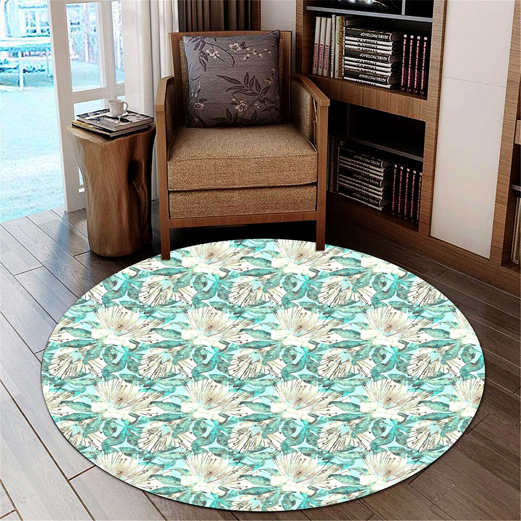 Hawaii Tropical Blue Round Carpet - AH Round Carpet Luxurious Plush - Polynesian Pride