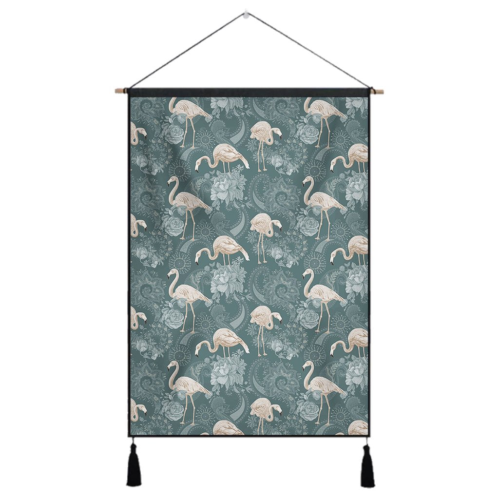 Hawaii Tropical Flamingos And Tropical Plants Hanging Poster - AH- Hanging Poster 43 x 65 cm Cotton And Linen - Polynesian Pride